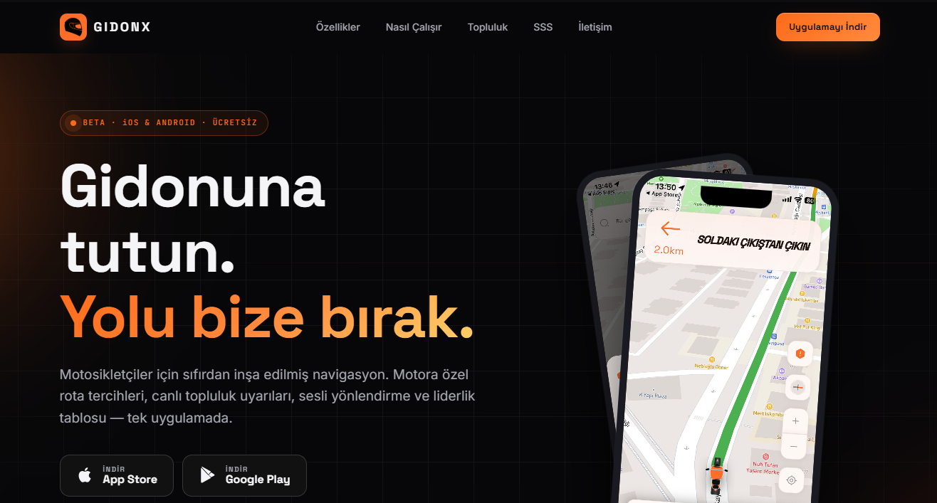 Gidonx Motorsiklet Navigasyon Uygulaması