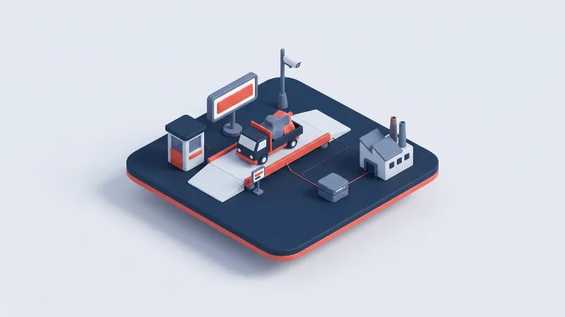 Kamyon kantarı, tesis ve ERP entegrasyonunu temsil eden kantar entegrasyon sistemi illüstrasyonu