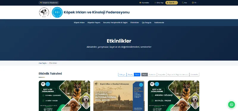 KIF web sitesi – etkinlik takvimi